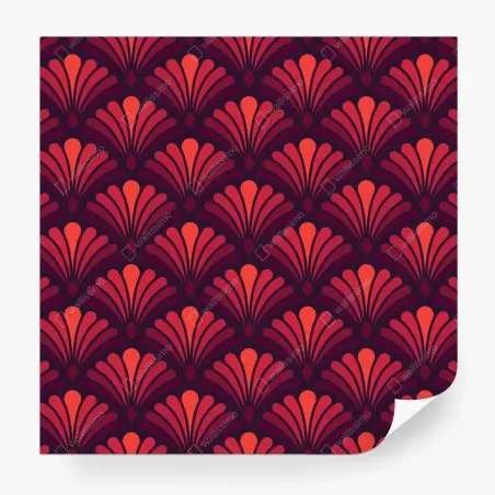 Papier peint élégant motif art déco corail et bordeaux – Wallnifity®