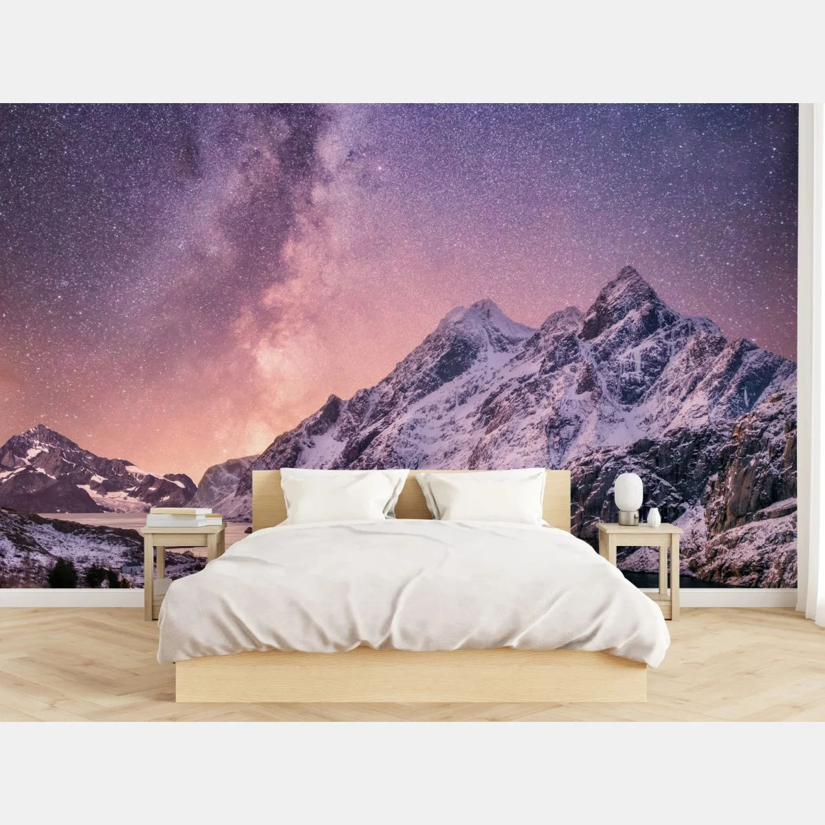 Papier peint voûte étoilée au-dessus des fjords de Norvège – Wallnifity® Papier peint voûte étoilée au-dessus des fjords de Norvège – Wallnifity®