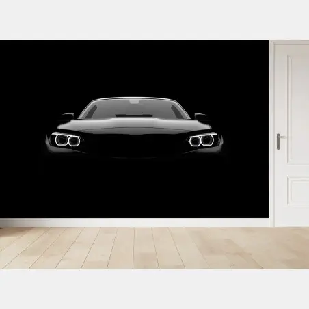 Papier peint silhouette avant d'une voiture sportive et élégante – Wallnifity®