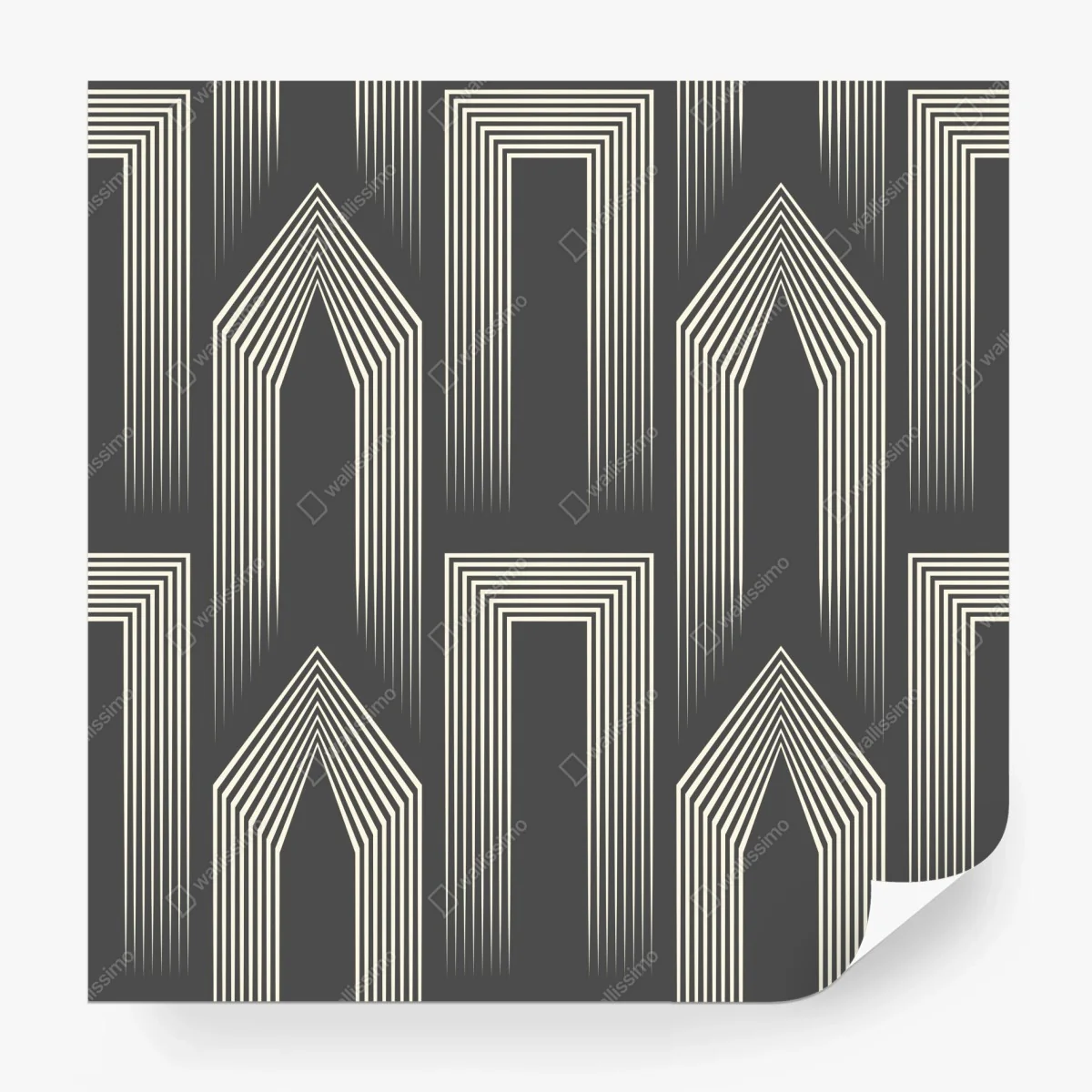 Papier peint motif géométrique art déco en gris et crème – Wallnifity®
