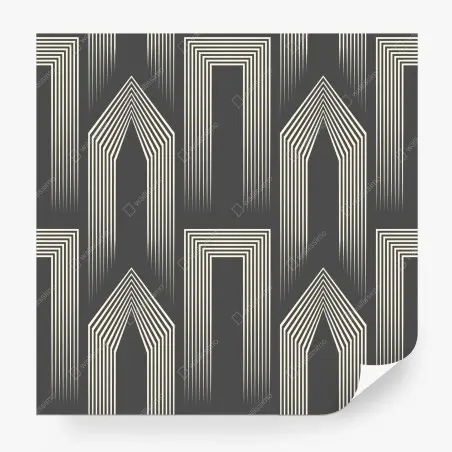 Papier peint motif géométrique art déco en gris et crème – Wallnifity®
