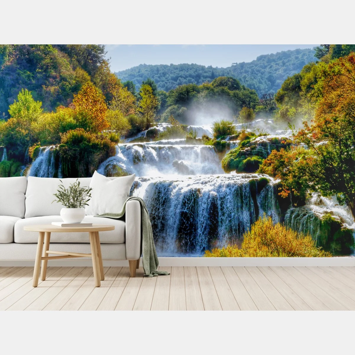 Papier peint cascade en forêt aux teintes automnales – Wallnifity® Papier peint cascade en forêt aux teintes automnales – Wallnifity®