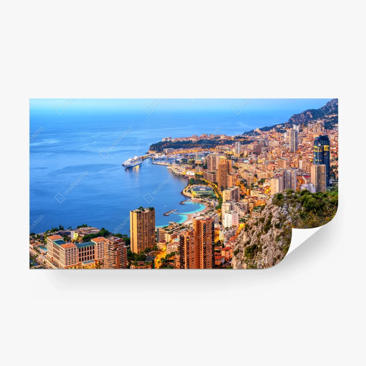 Papier peint panorama côtier de Monaco au coucher du soleil – Wallnifity®