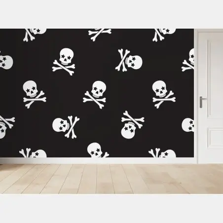 Papier peint crânes étoilés sur fond noir – Wallnifity®