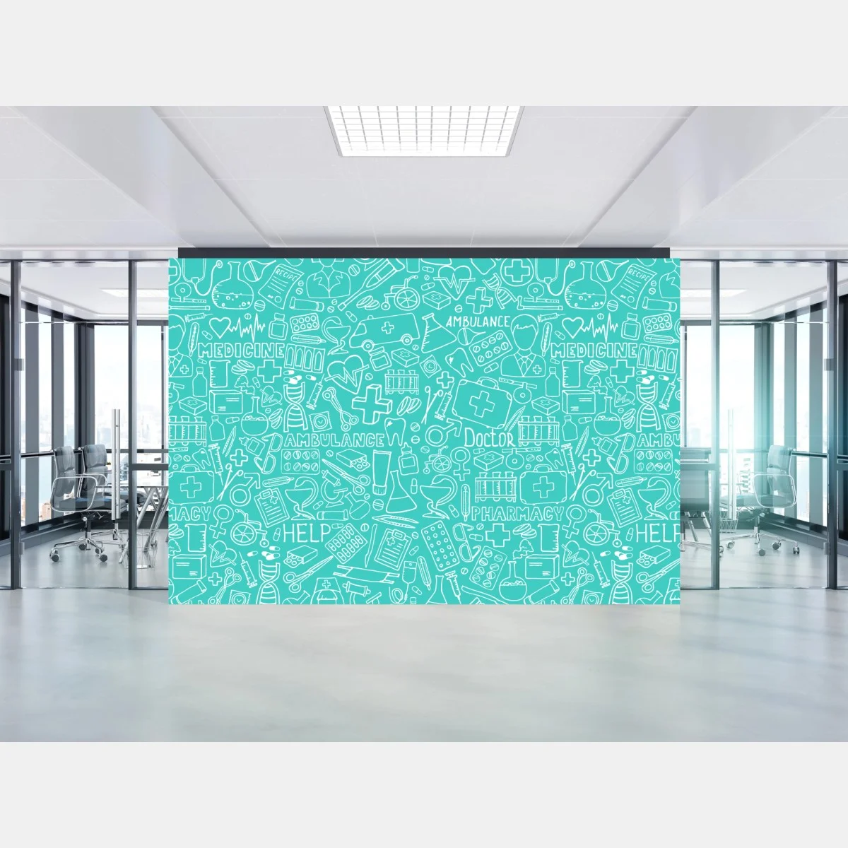 Papier peint motif médical gribouillis turquoise – Wallnifity® Papier peint motif médical gribouillis turquoise – Wallnifity®