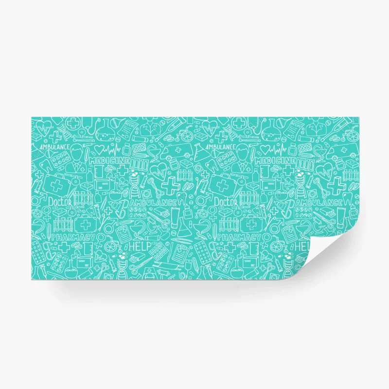Papier peint motif médical gribouillis turquoise – Wallnifity® Papier peint motif médical gribouillis turquoise – Wallnifity®