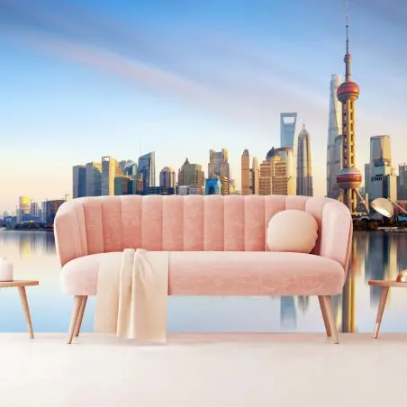 Papier peint horizon moderne de Shanghai au lever du soleil – Wallnifity®