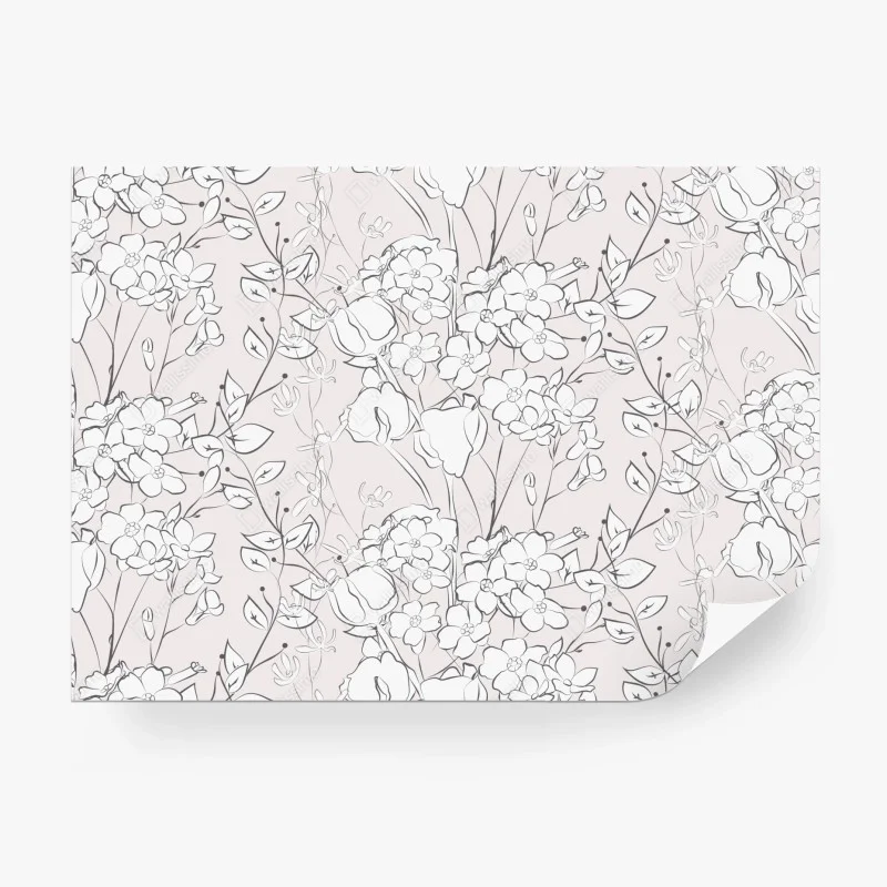 Papier peint motif floral délicat sur fond rose pâle – Wallnifity® Papier peint motif floral délicat sur fond rose pâle – Wallnifity®