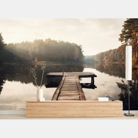 Papier peint brume d'automne sur le lac – Wallnifity®