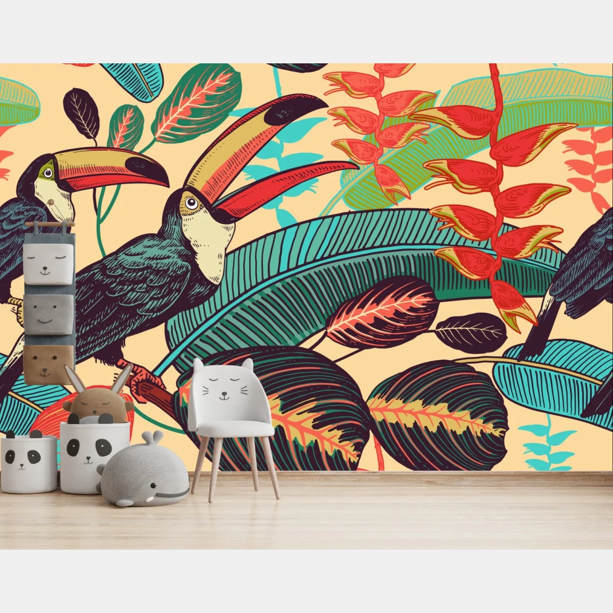 Papier peint toucans et feuillage tropical – Wallnifity® Papier peint toucans et feuillage tropical – Wallnifity®