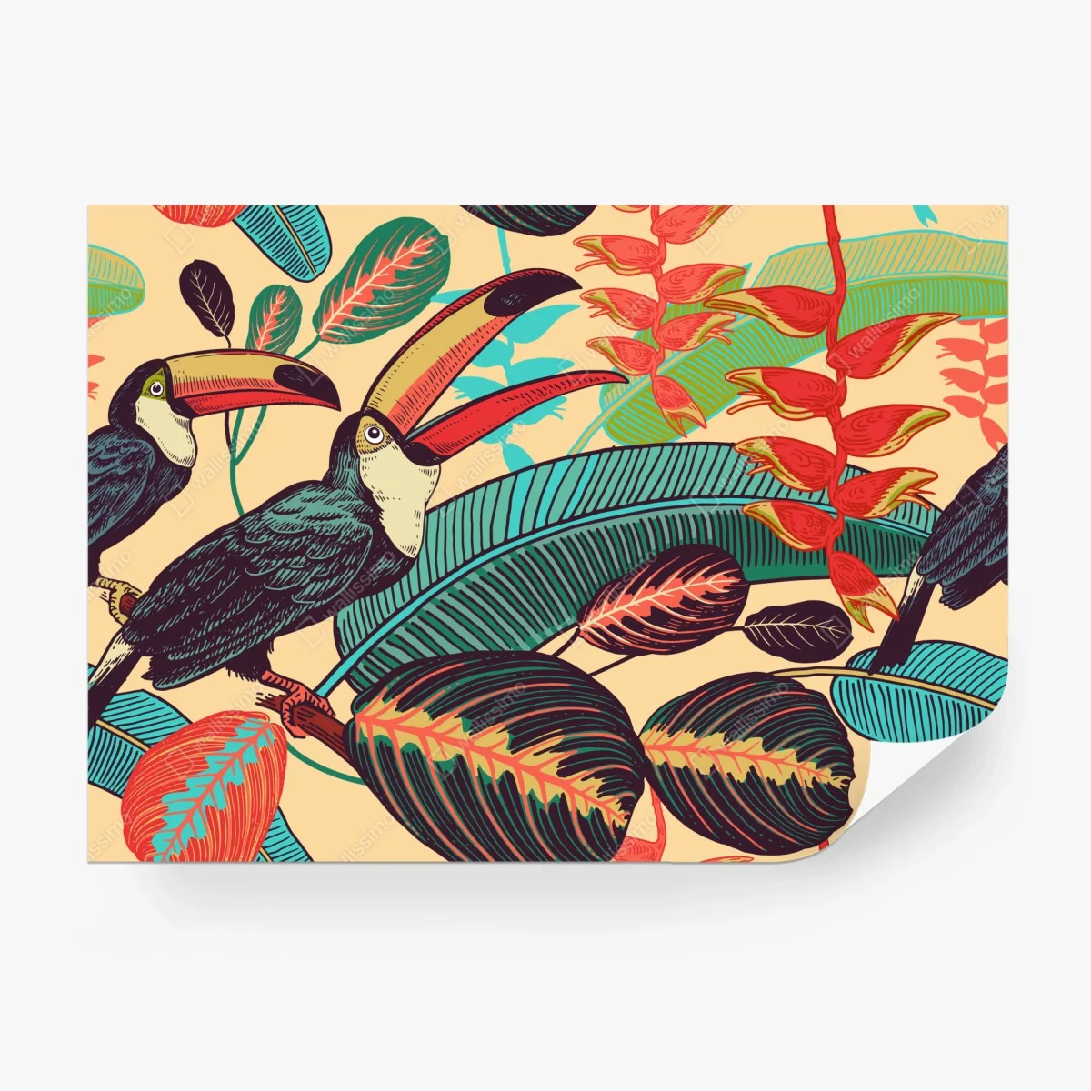 Papier peint toucans et feuillage tropical – Wallnifity® Papier peint toucans et feuillage tropical – Wallnifity®