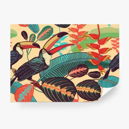 Papier peint toucans et feuillage tropical – Wallnifity®