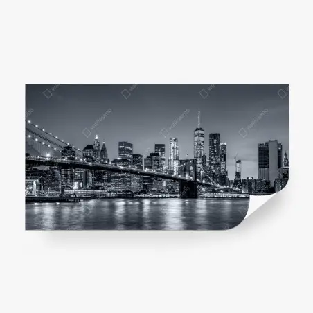 Papier peint panorama nocturne de New York avec le pont de Brooklyn – Wallnifity®