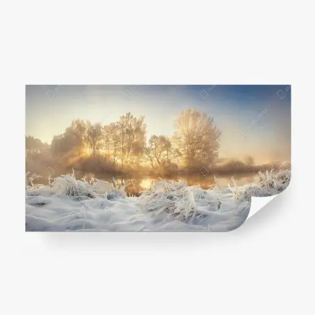 Papier peint aube dorée sur rivière gelée – Wallnifity®
