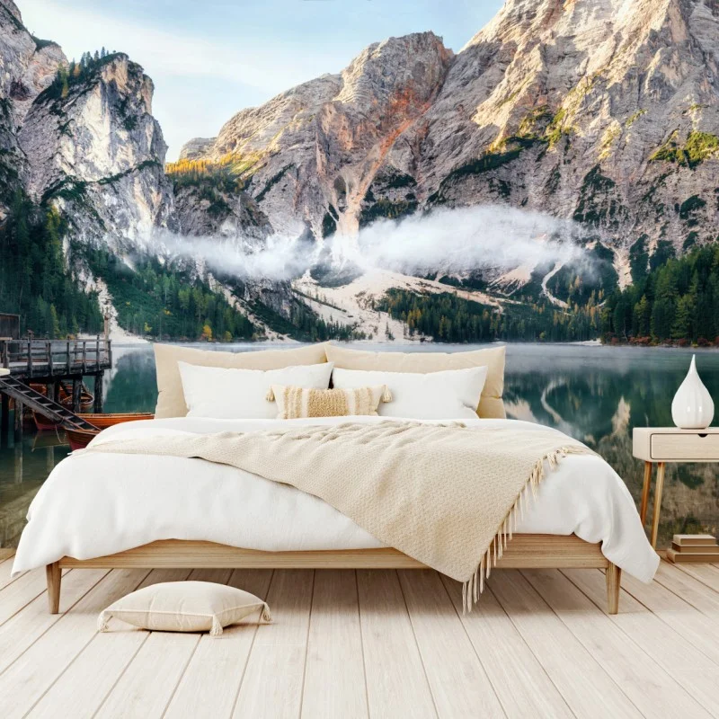 Papier peint reflets tranquilles sur un lac alpin – Wallnifity®