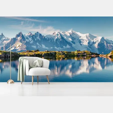 Papier peint reflets du Lac Blanc et Mont Blanc – Wallnifity®