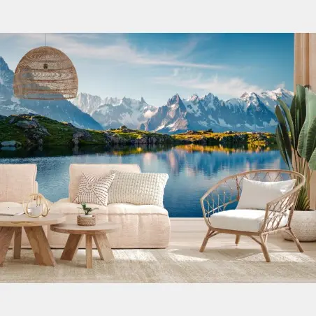 Papier peint reflets du Mont Blanc au Lac Blanc – Wallnifity®