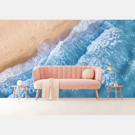 Papier peint plage et vagues vues du ciel – Wallnifity®