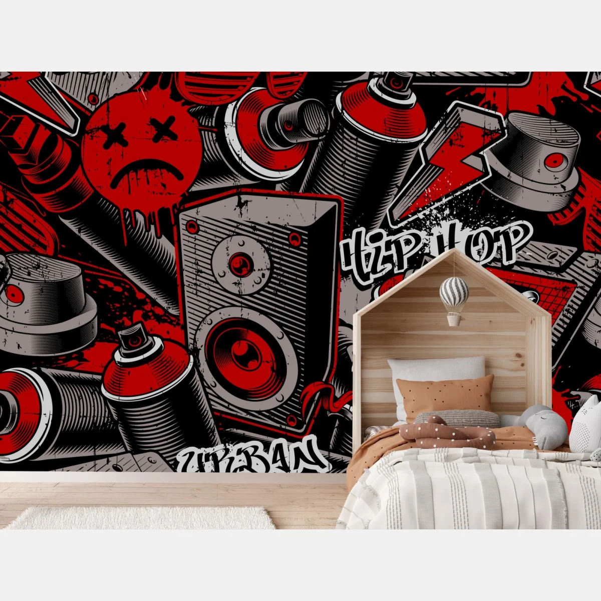Papier peint motif graffiti hip-hop urbain rouge et noir – Wallnifity® Papier peint motif graffiti hip-hop urbain rouge et noir – Wallnifity®