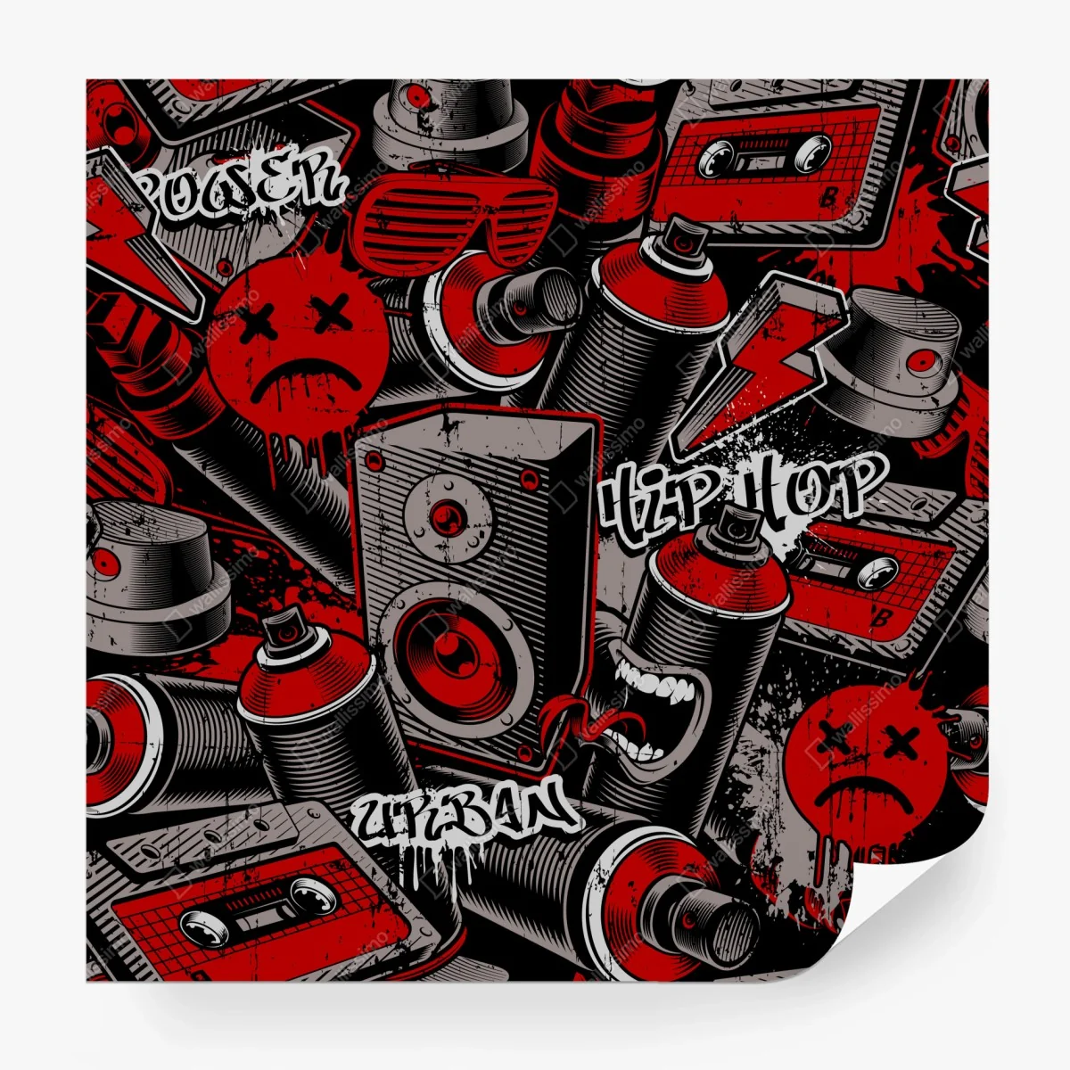 Papier peint motif graffiti hip-hop urbain rouge et noir – Wallnifity® Papier peint motif graffiti hip-hop urbain rouge et noir – Wallnifity®