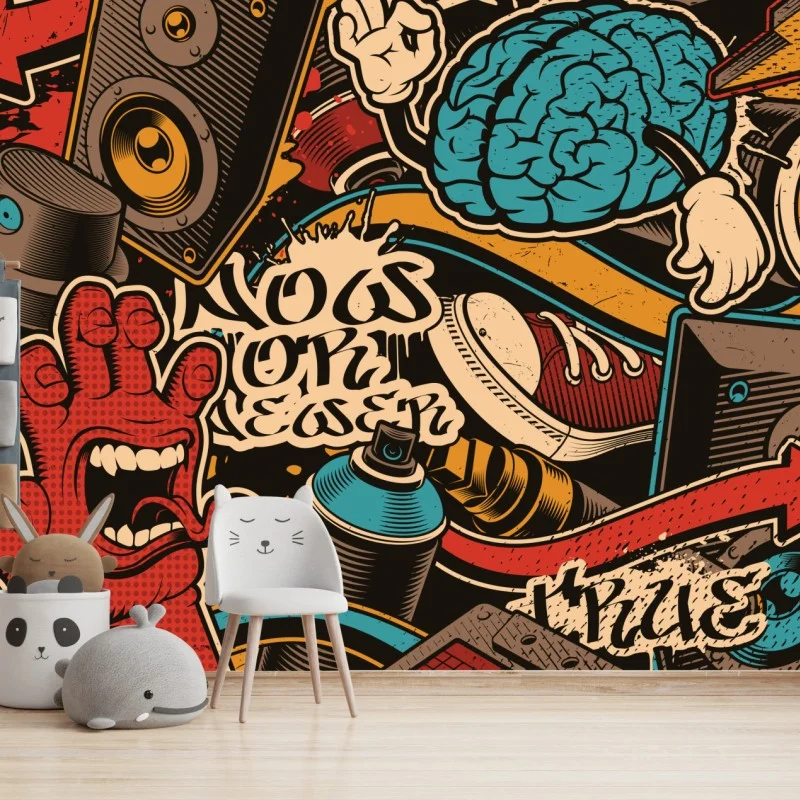 Papier peint explosion pop urbaine musicale – Wallnifity® Papier peint explosion pop urbaine musicale – Wallnifity®