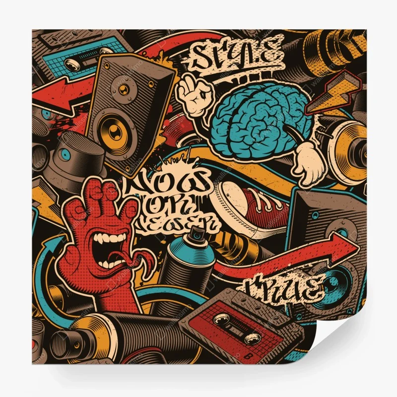 Papier peint explosion pop urbaine musicale – Wallnifity® Papier peint explosion pop urbaine musicale – Wallnifity®