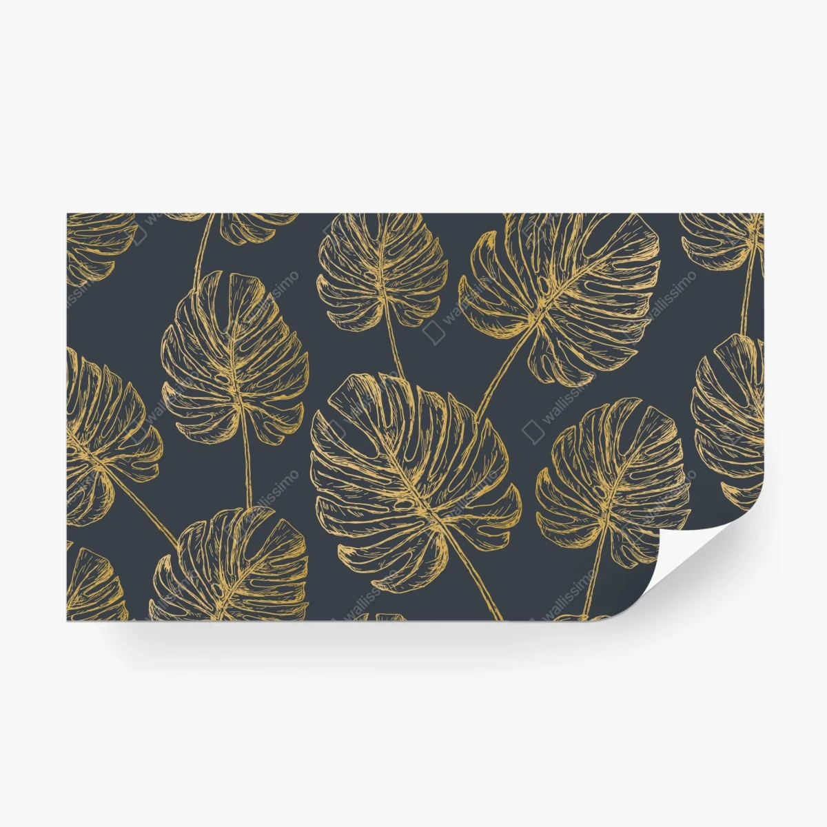 Papier peint feuilles monstera dorées sur fond gris élégant – Wallnifity®