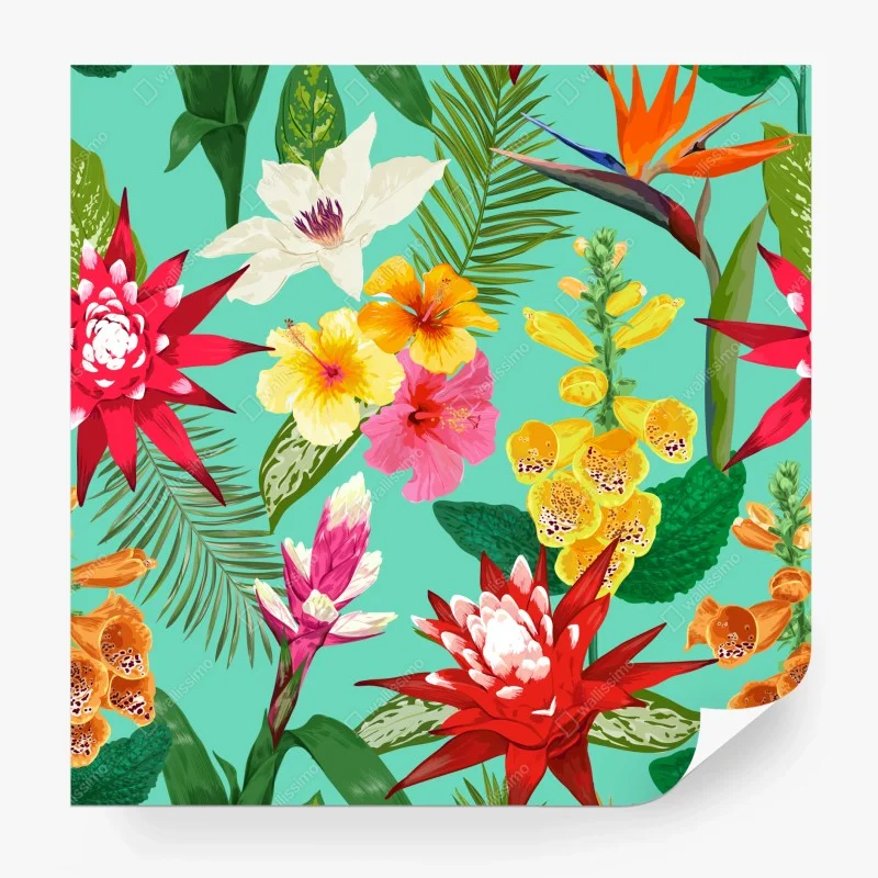 Papier peint motif floral tropical éclat coloré – Wallnifity® Papier peint motif floral tropical éclat coloré – Wallnifity®