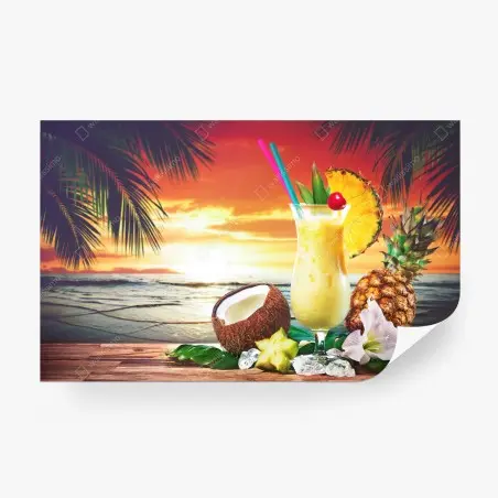 Papier peint cocktail tropical au coucher de soleil – Wallnifity®