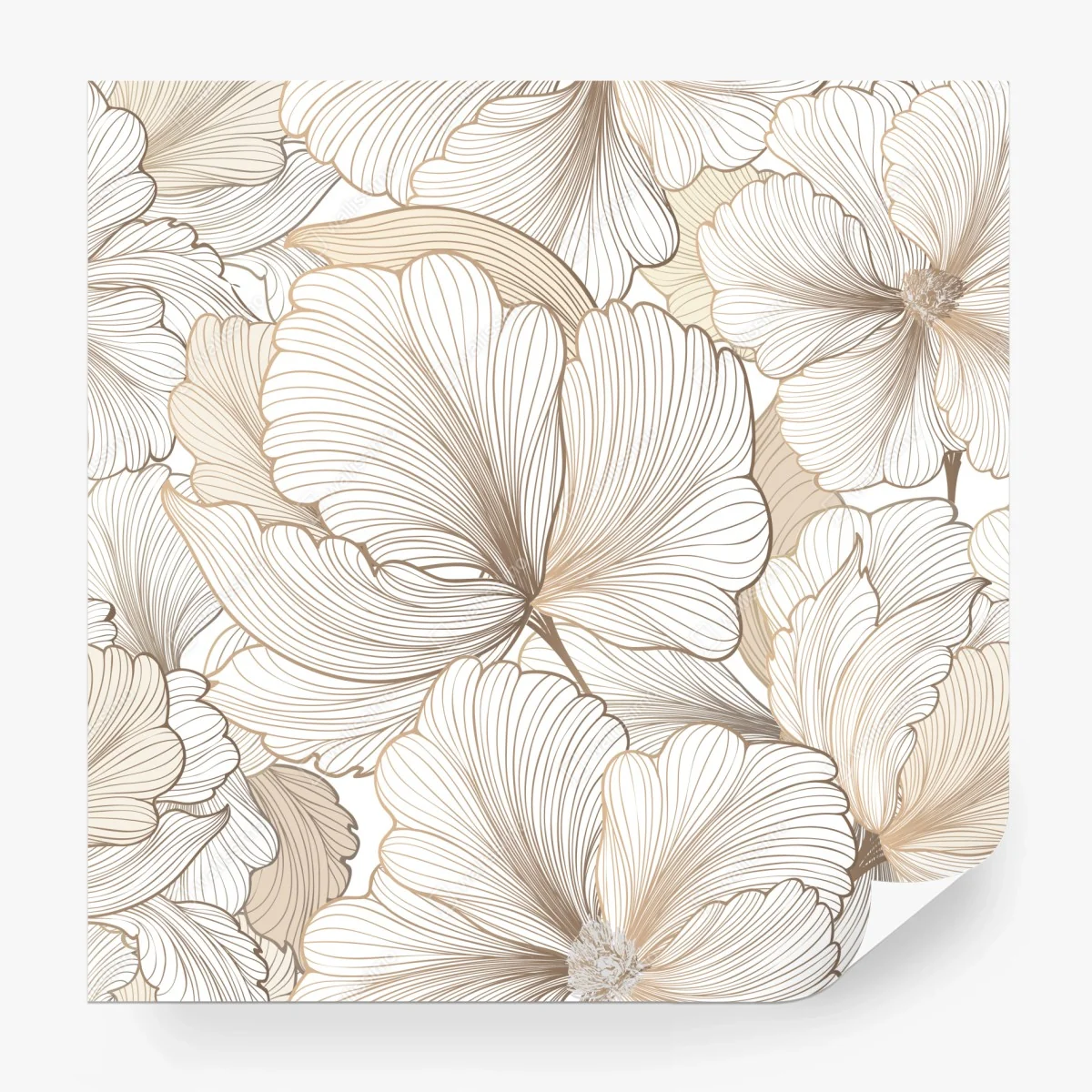 Papier peint motif floral délicat en tons beiges et lignes fines – Wallnifity®
