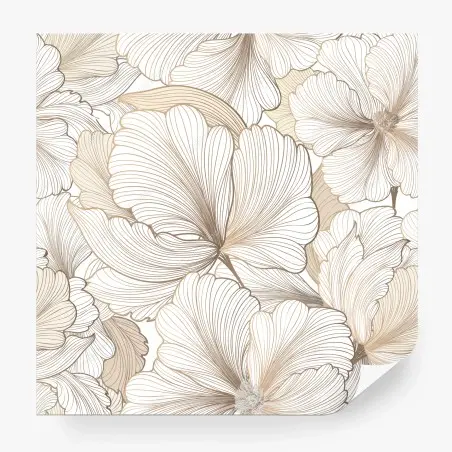 Papier peint motif floral délicat en tons beiges et lignes fines – Wallnifity®