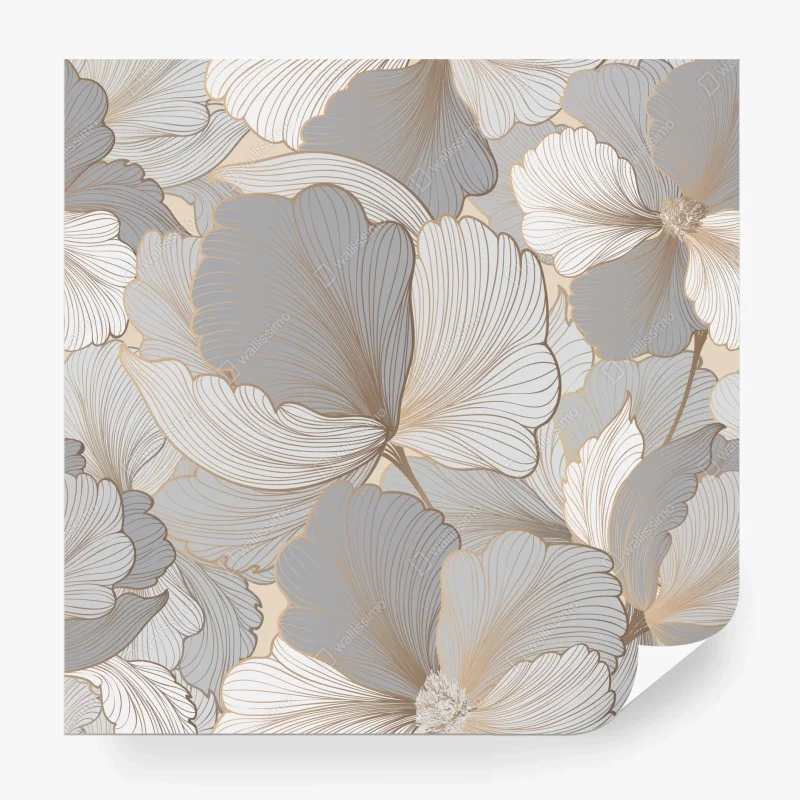 Papier peint motif floral élégant aux tons neutres et dorés – Wallnifity® Papier peint motif floral élégant aux tons neutres et dorés – Wallnifity®