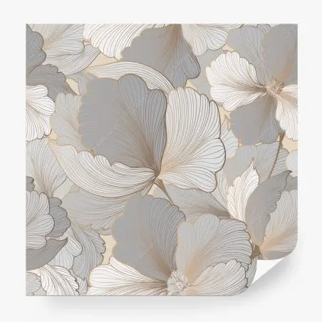 Papier peint motif floral élégant aux tons neutres et dorés – Wallnifity®
