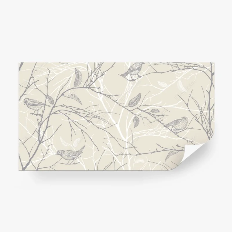 Papier peint motif oiseaux et branches minimaliste en beige – Wallnifity® Papier peint motif oiseaux et branches minimaliste en beige – Wallnifity®