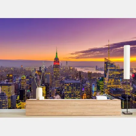 Papier peint horizon de New York au crépuscule – Wallnifity®