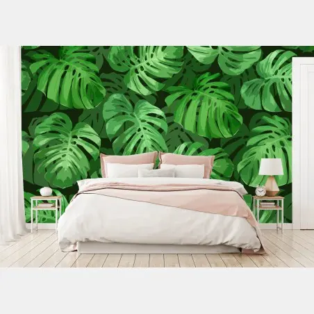Papier peint motif tropical de feuilles de monstera – Wallnifity®