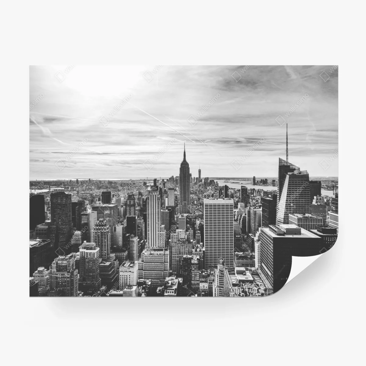 Papier peint panorama urbain de New York en noir et blanc – Wallnifity®