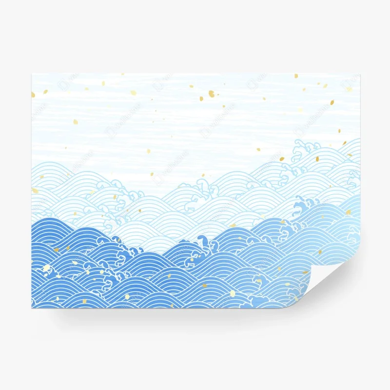 Papier peint marée de vagues bleues et éclats dorés – Wallnifity® Papier peint marée de vagues bleues et éclats dorés – Wallnifity®