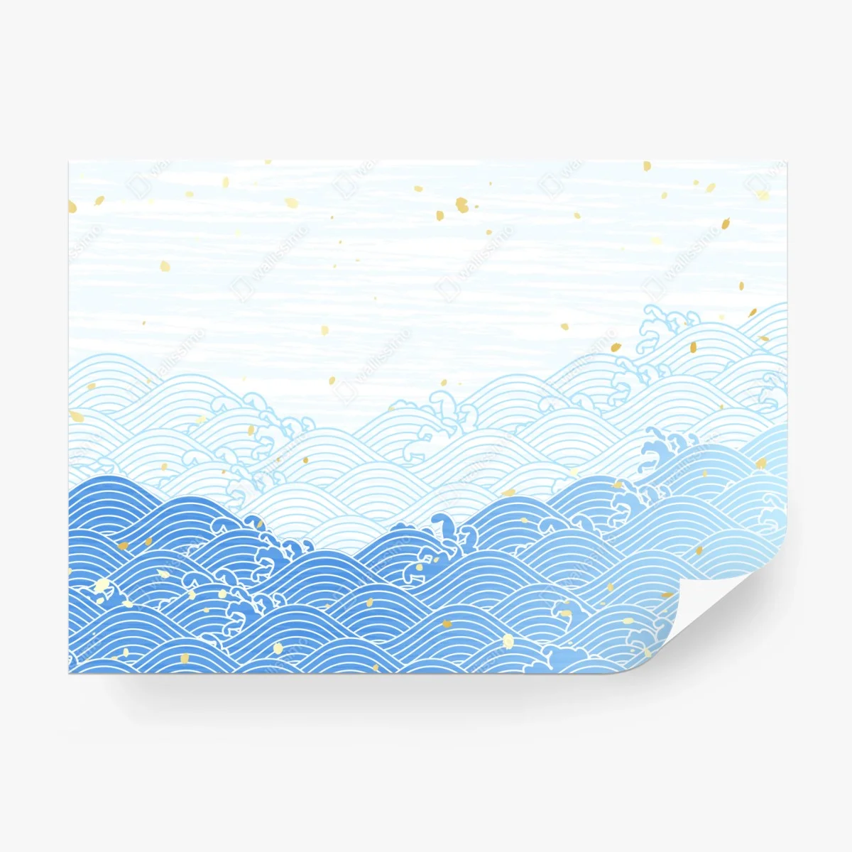 Papier peint marée de vagues bleues et éclats dorés – Wallnifity® Papier peint marée de vagues bleues et éclats dorés – Wallnifity®