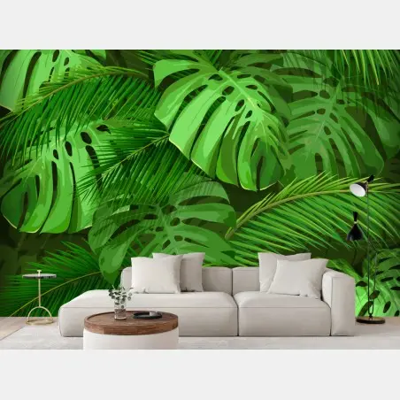 Papier peint feuillage tropical luxuriant – Wallnifity®