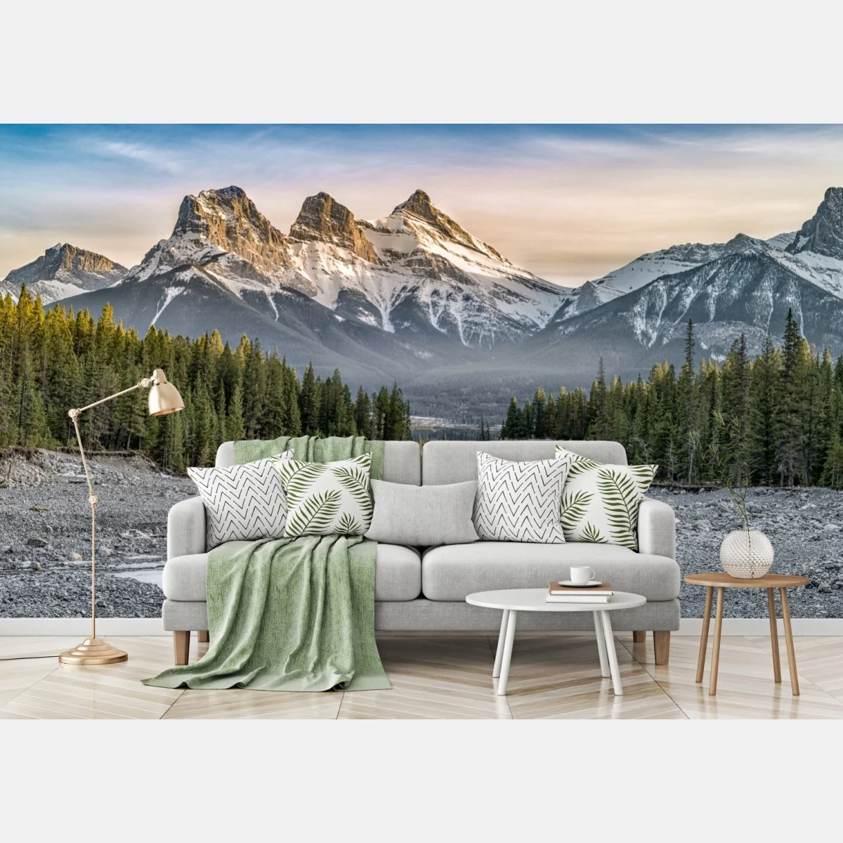 Papier peint crépuscule sur les sommets enneigés – Wallnifity® Papier peint crépuscule sur les sommets enneigés – Wallnifity®