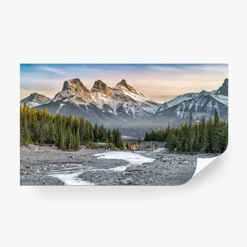 Papier peint crépuscule sur les sommets enneigés – Wallnifity® Papier peint crépuscule sur les sommets enneigés – Wallnifity®