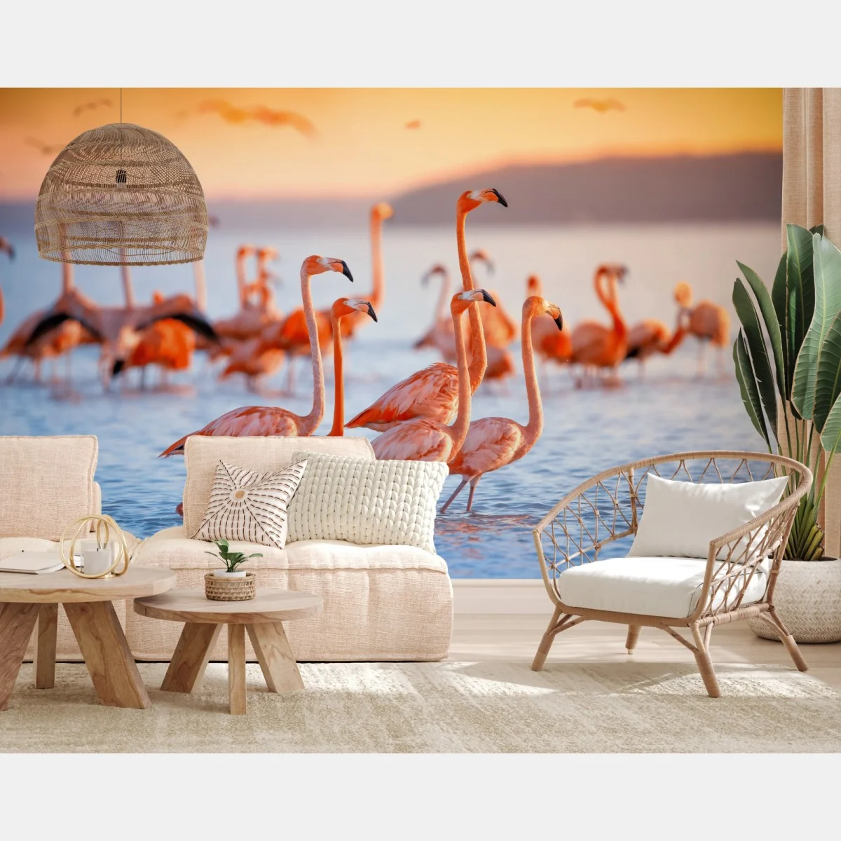 Papier peint élégance des flamants au crépuscule – Wallnifity® Papier peint élégance des flamants au crépuscule – Wallnifity®