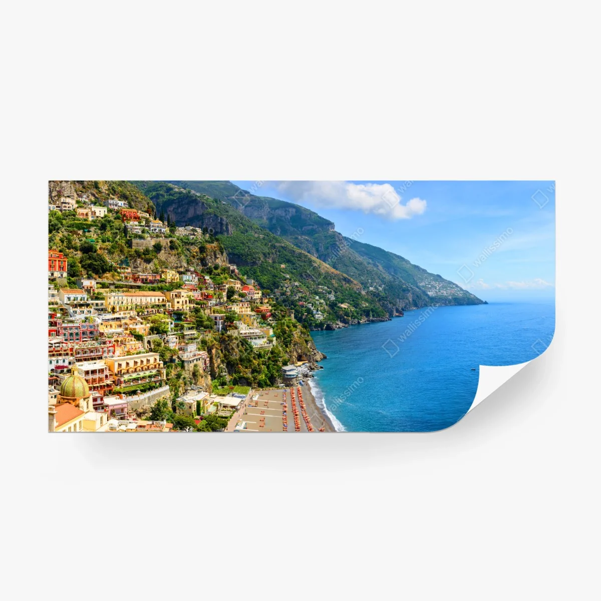 Papier peint village coloré de Positano au bord de la mer – Wallnifity®