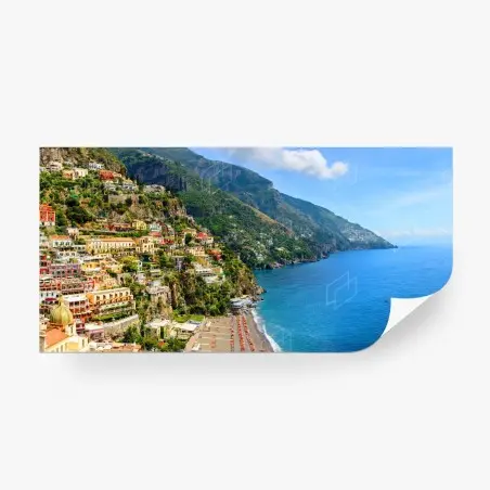 Papier peint village coloré de Positano au bord de la mer – Wallnifity®