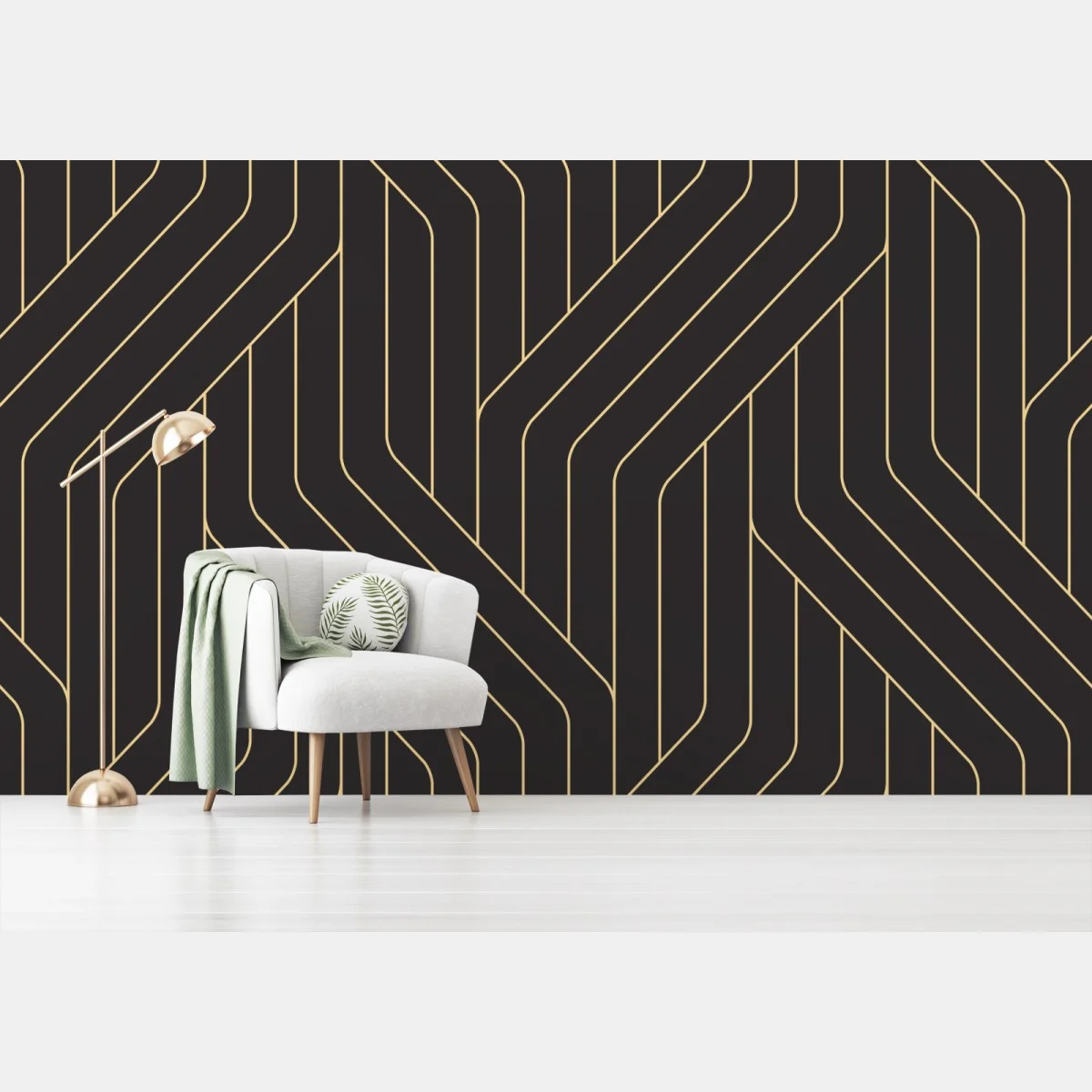 Papier peint motif géométrique art déco noir et or – Wallnifity® Papier peint motif géométrique art déco noir et or – Wallnifity®