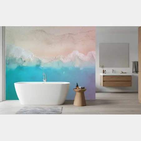 Papier peint rivage pastel en vue aérienne – Wallnifity®