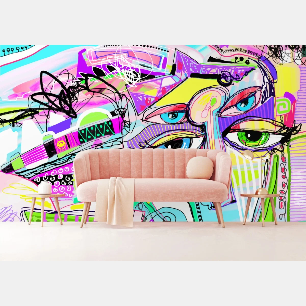 Papier peint portrait abstrait multicolore pour intérieur – Wallnifity® Papier peint portrait abstrait multicolore pour intérieur – Wallnifity®