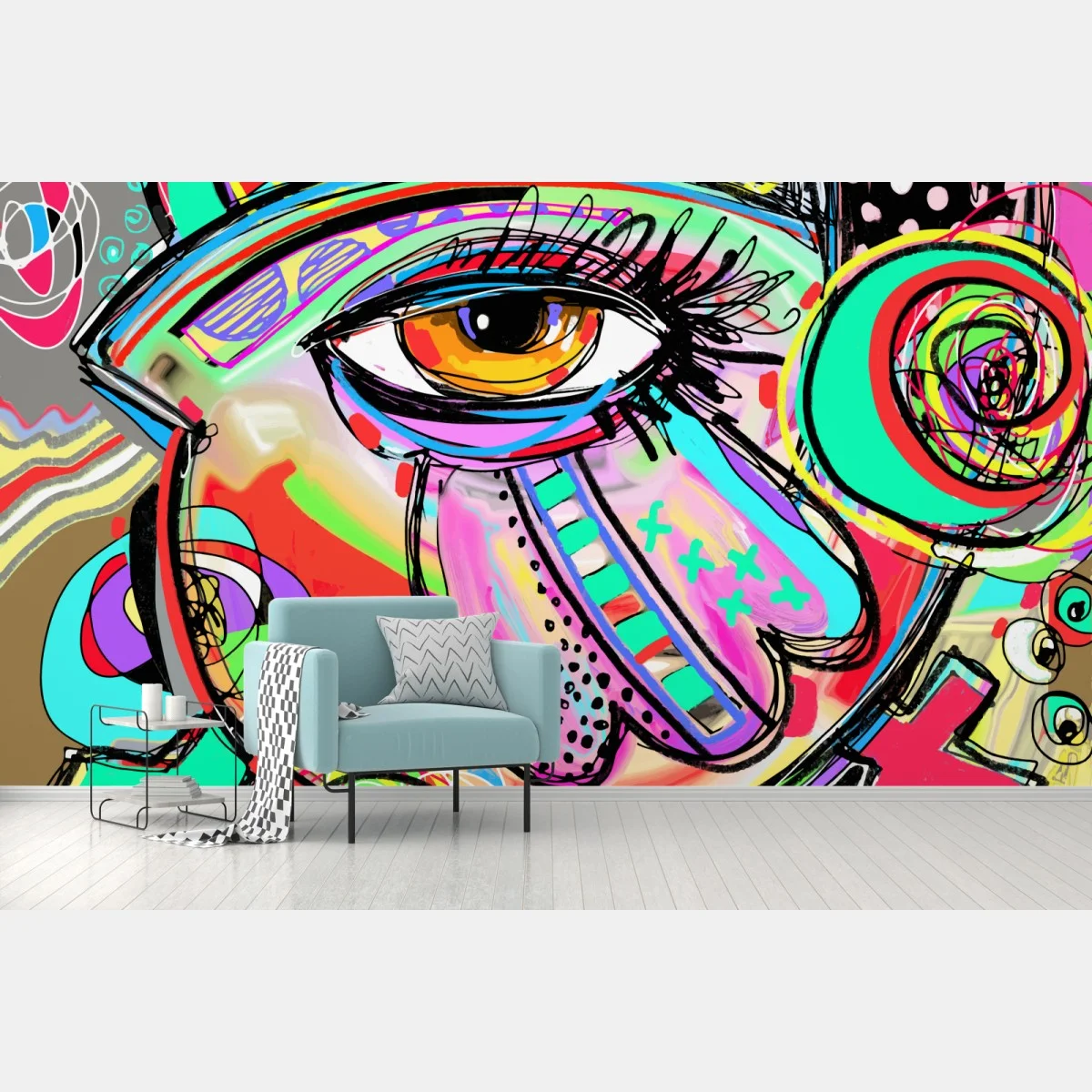 Papier peint regard pop-art multicolore et abstrait – Wallnifity® Papier peint regard pop-art multicolore et abstrait – Wallnifity®