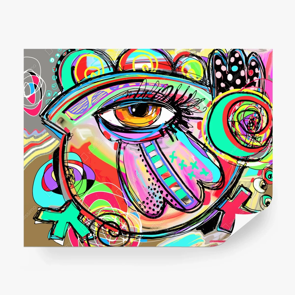 Papier peint regard pop-art multicolore et abstrait – Wallnifity® Papier peint regard pop-art multicolore et abstrait – Wallnifity®